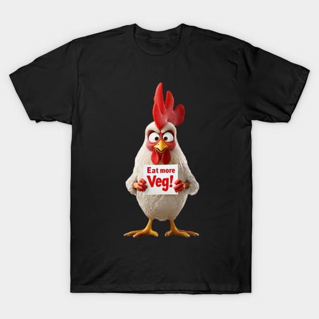 Angry Chicken: Eat More Veg T-Shirt by TooplesArt